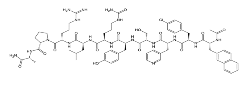 The Chemical structure of Cetrorelix Acetate