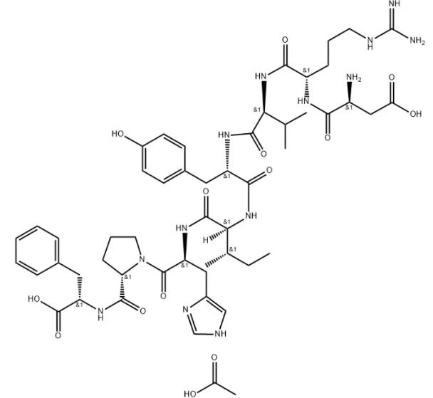 the Chemical structure of Angiotensin II from Remetide company