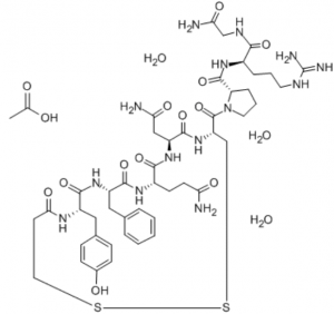 The chemical structure of Desmopressin Acetate drug peptidee
