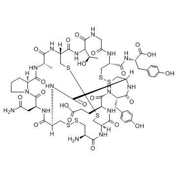 The Chemical structure of Linaclotide from the drug peptide company Remetide